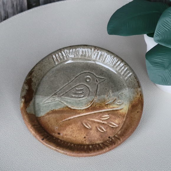 Other - Bird & Branch Glazed Sage Pottery Plate